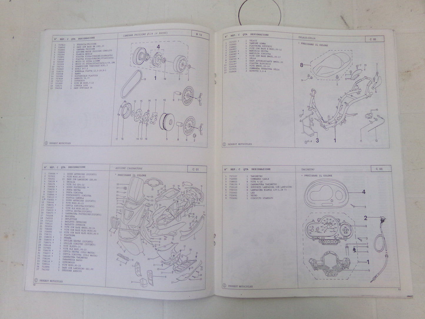per scooter peugeot elyseo 50 1998 catalogo parti ricambio italiano