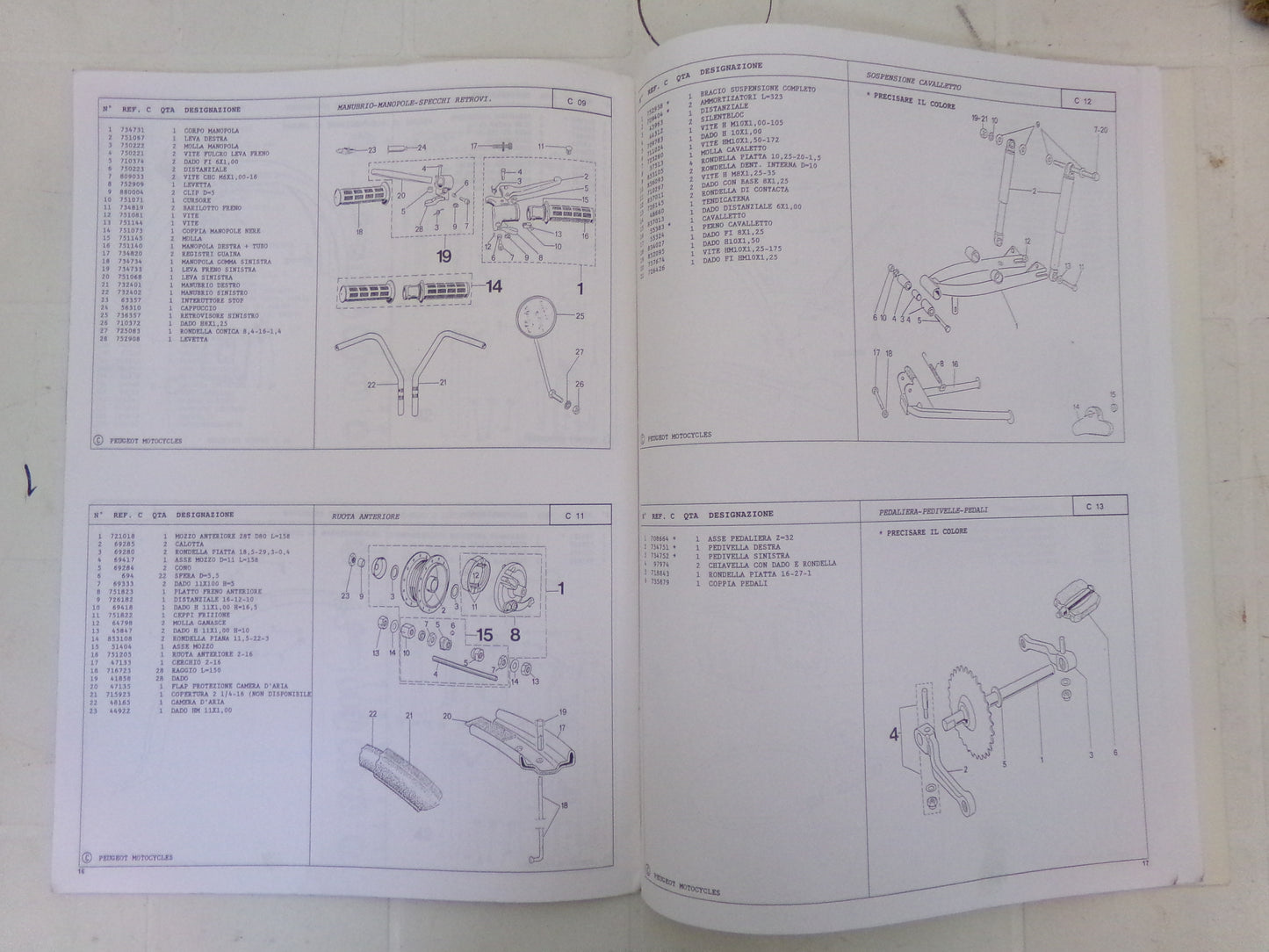 per moped mofa peugeot 103 mvlm vogsm 1997 catalogo parti ricambi italiano