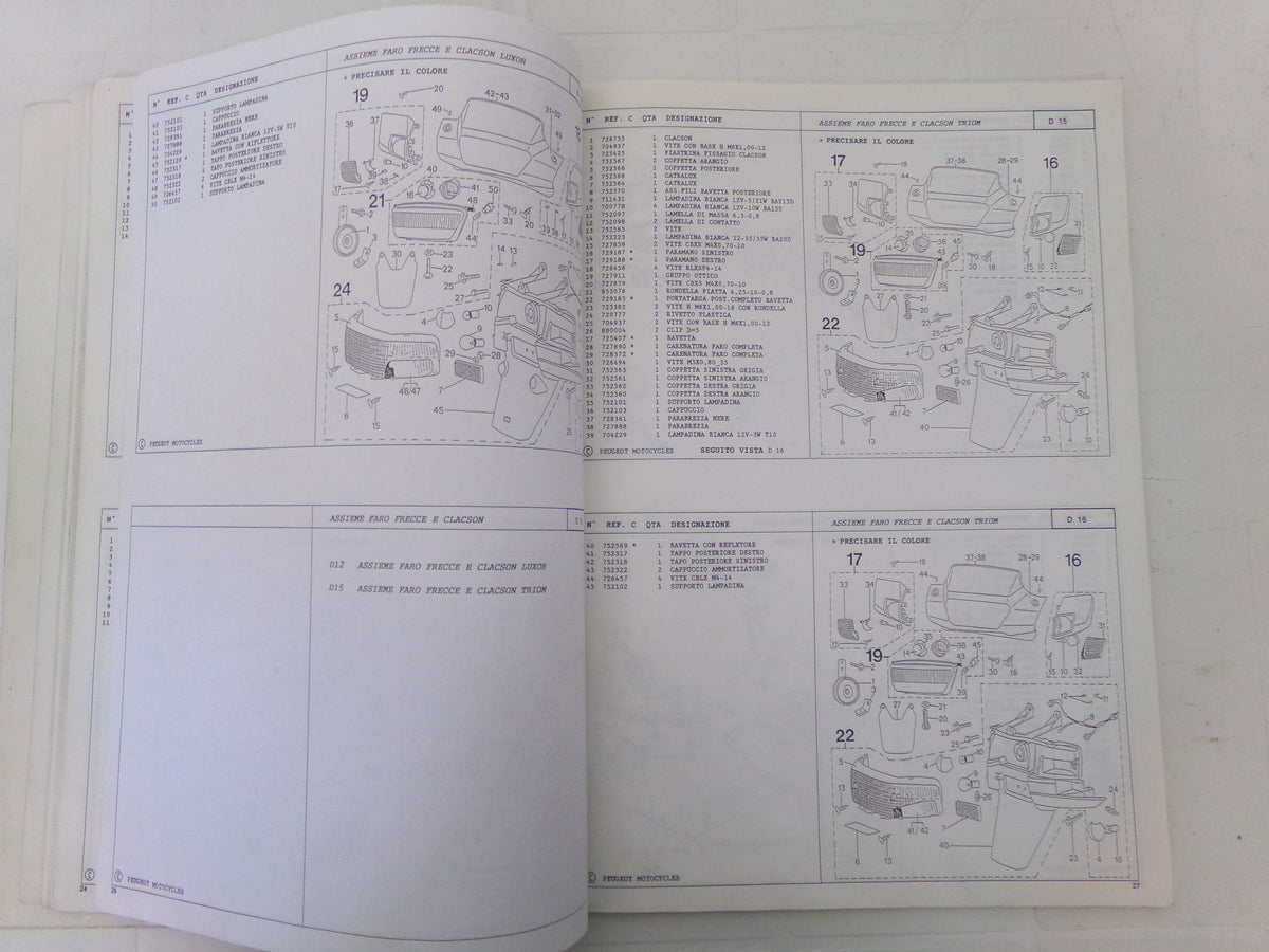 per scooter peugeot sv 50 sv 80 sv 125 05 1997 catalogo parti ricambi italiano
