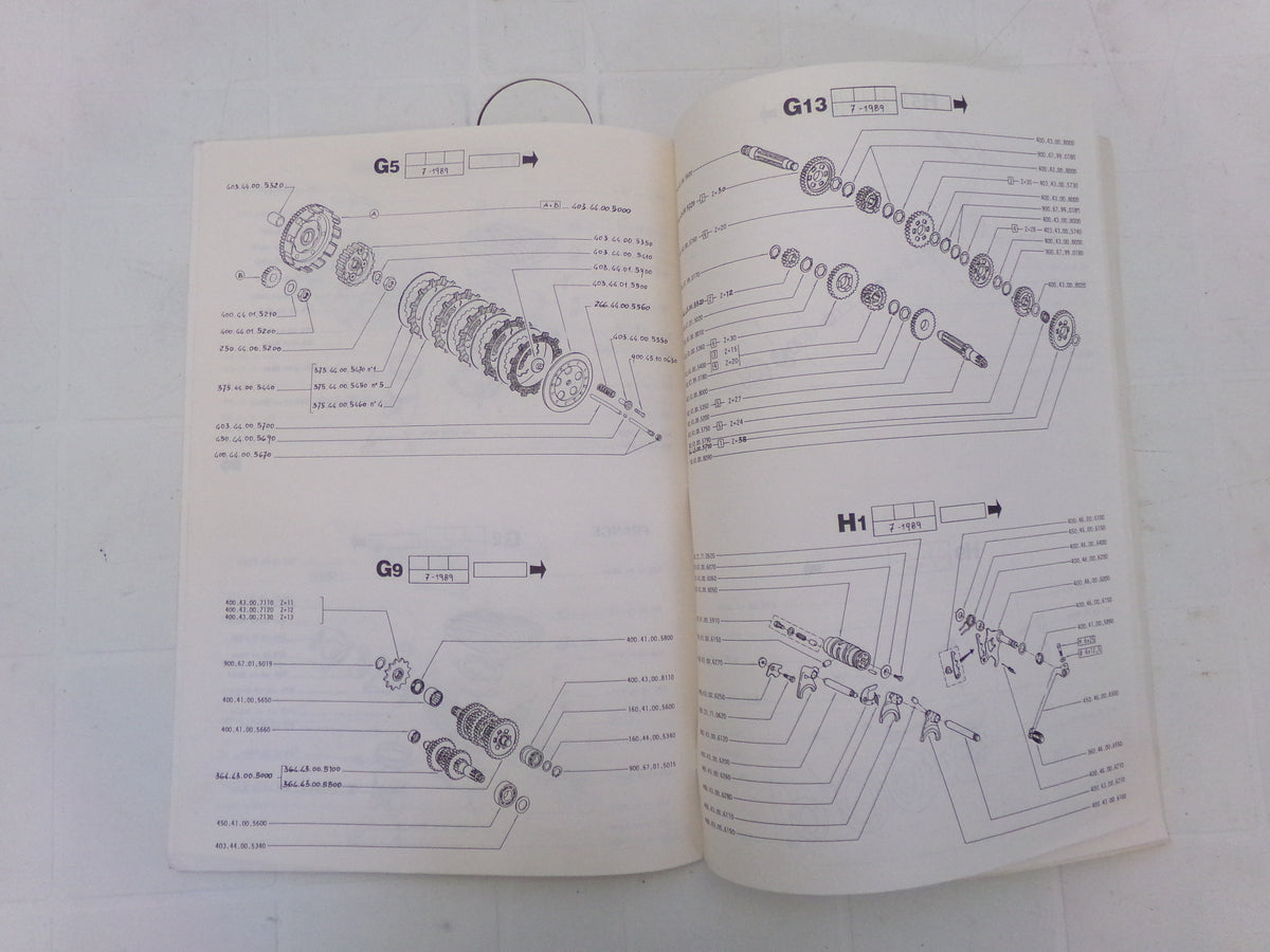 per moto fantic motor trial coach catalogo ricambi spare parts catologue 07 1989