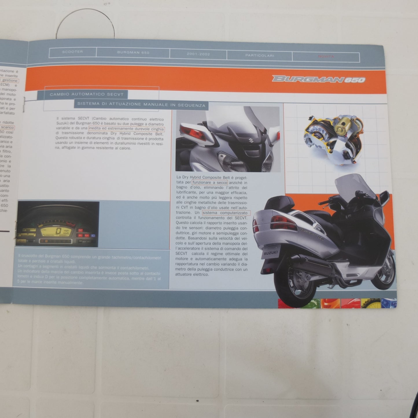 Suzuki Burgman an 650 scooter 2001 2002 opuscolo catalogo brochure depliant pubblicità