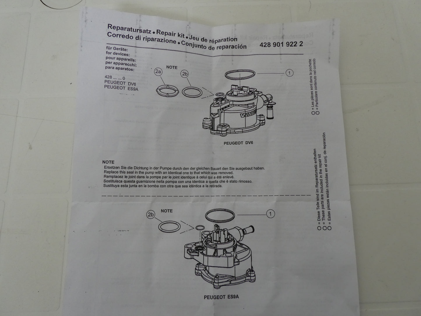 per peugeot citroen 1.6 hdi 459942 guarnizione pompa vuoto vaccum pump gasket