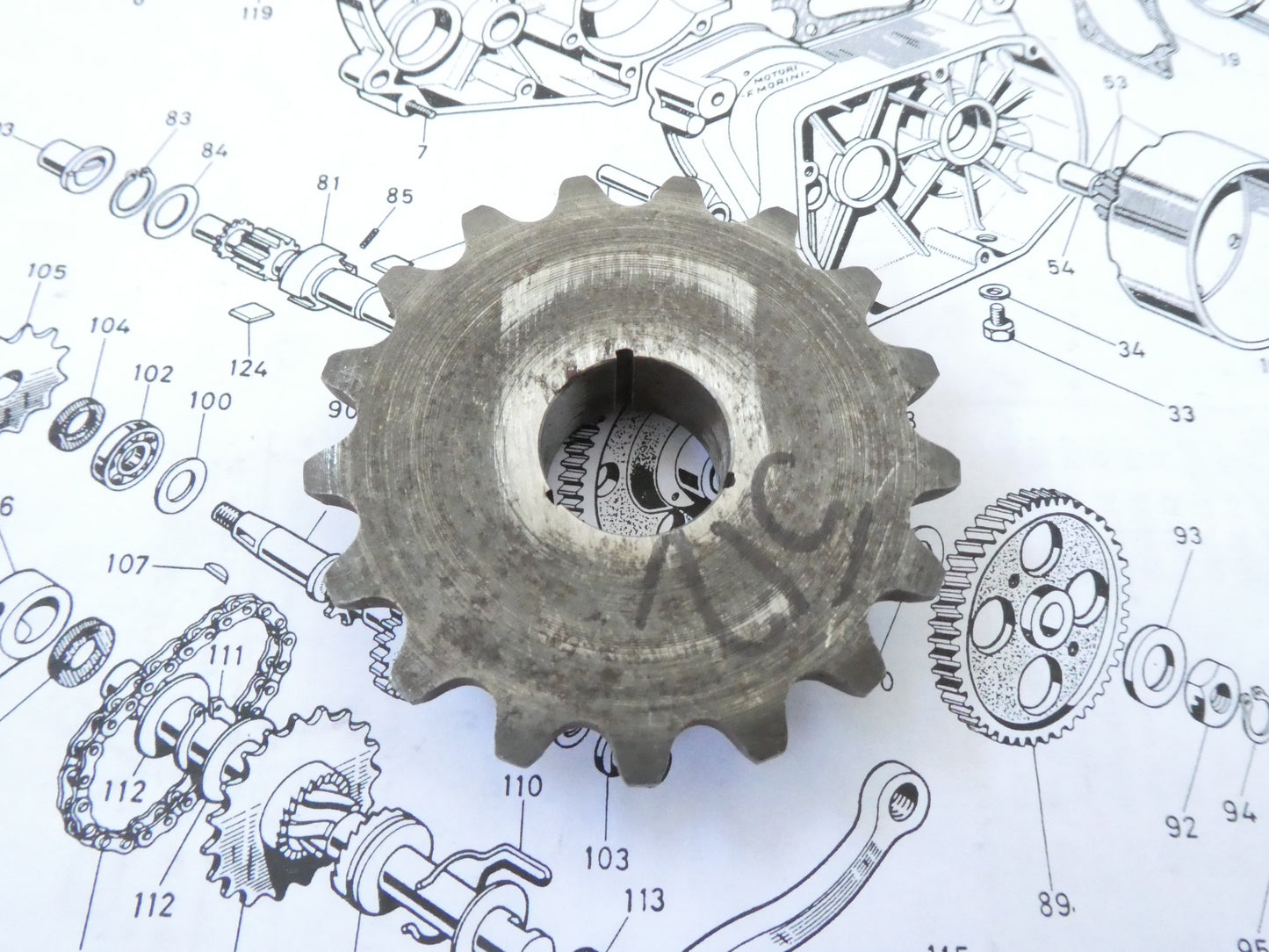 Per Franco morini 50 mo2 mo1 convert pignone z17 catena avviamento accensione 232543 moped sprocket chain