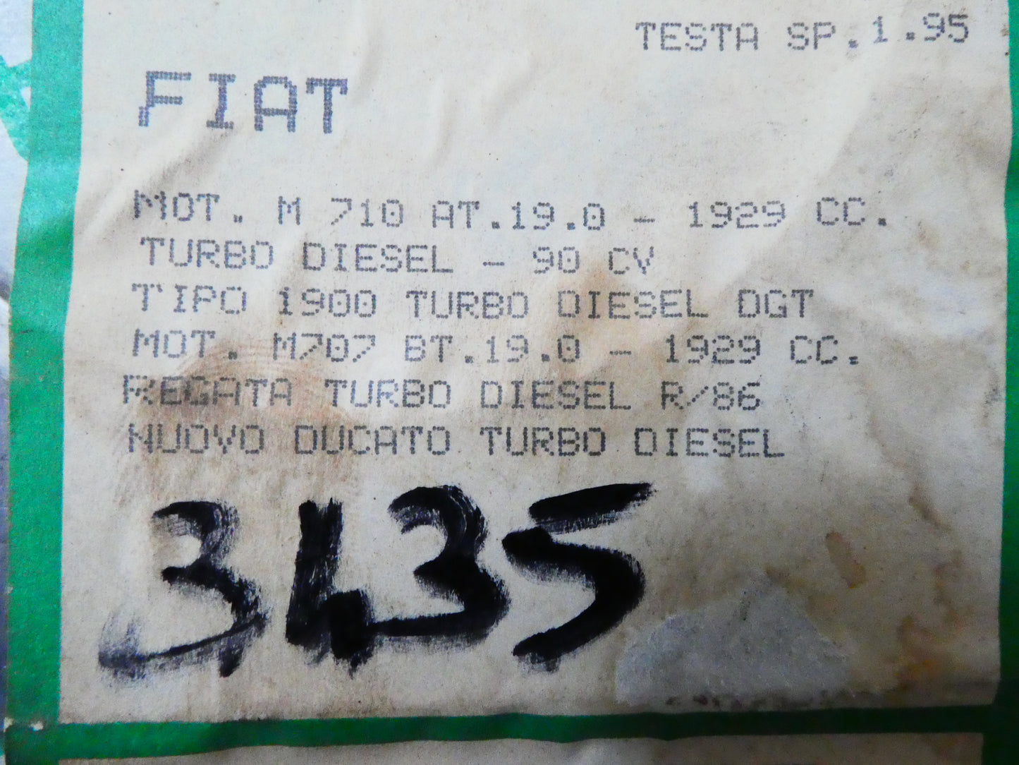 Per Fiat 3310638 ducato turbo diesel van mot 710 90cv 1929 at19 guarnizione 1,95 testa testata auto gasket head car