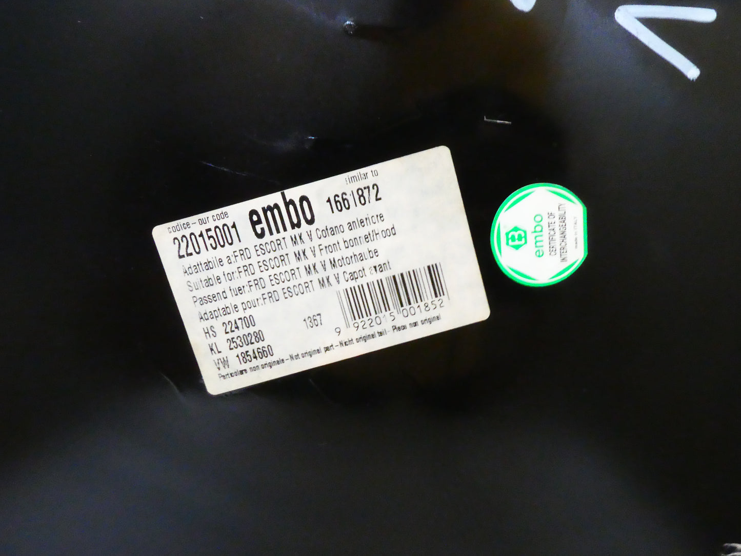 per ford escort mk v 5 1990 1995 cofano motore car hood capot motorhaube haube embo 880230010