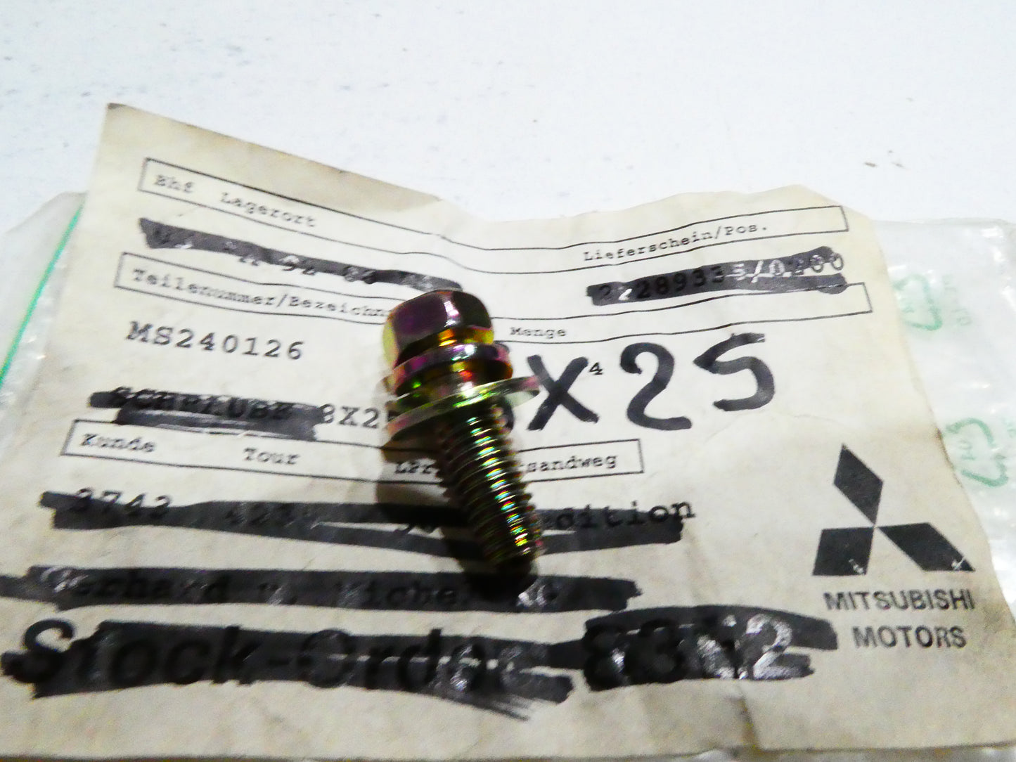 per auto mitsubishi ms240126 bullone rondella vite esagonale bolt screw 8x 25