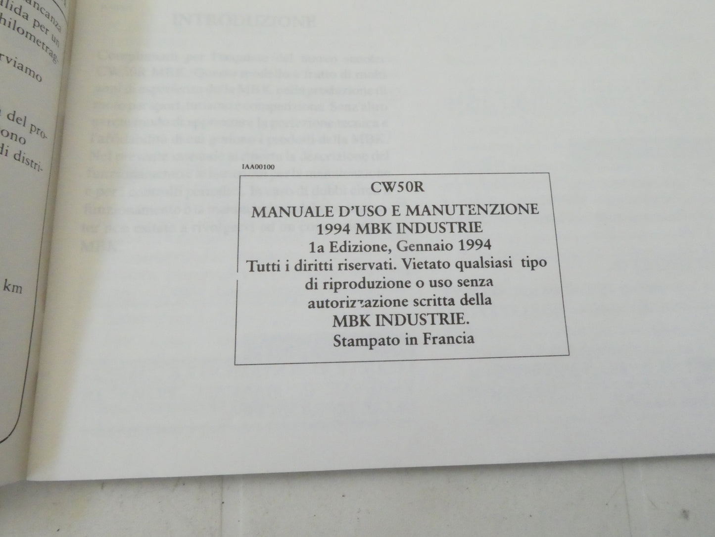 per mbk booster r 50 3vl libretto manuale uso manutenzione scooter italiano
