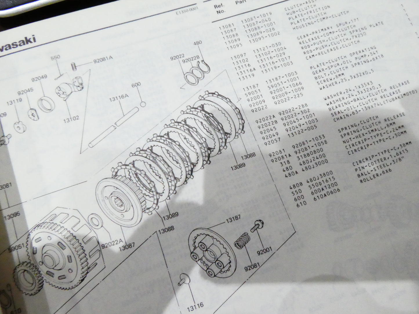 Per Kawasaki z 440 A2 catalogo codici parti ricambio motorcycle parts catalog moto catalogue