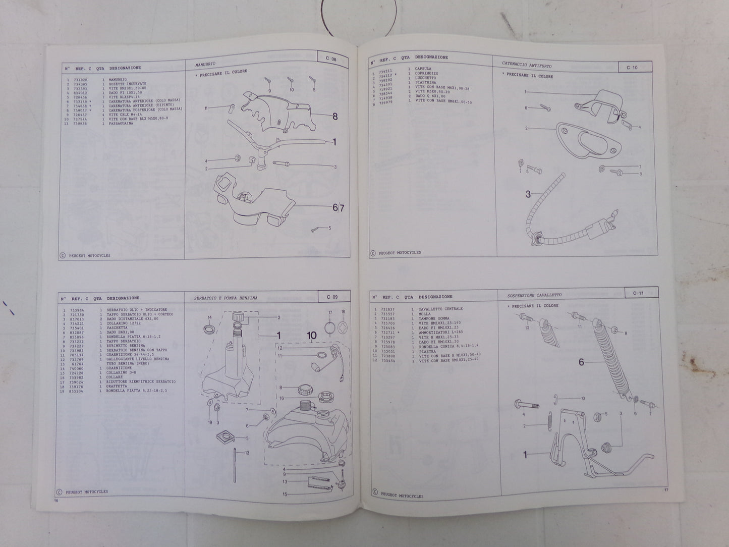 per scooter peugeot trekker 50 1998 catalogo parti ricambio italiano