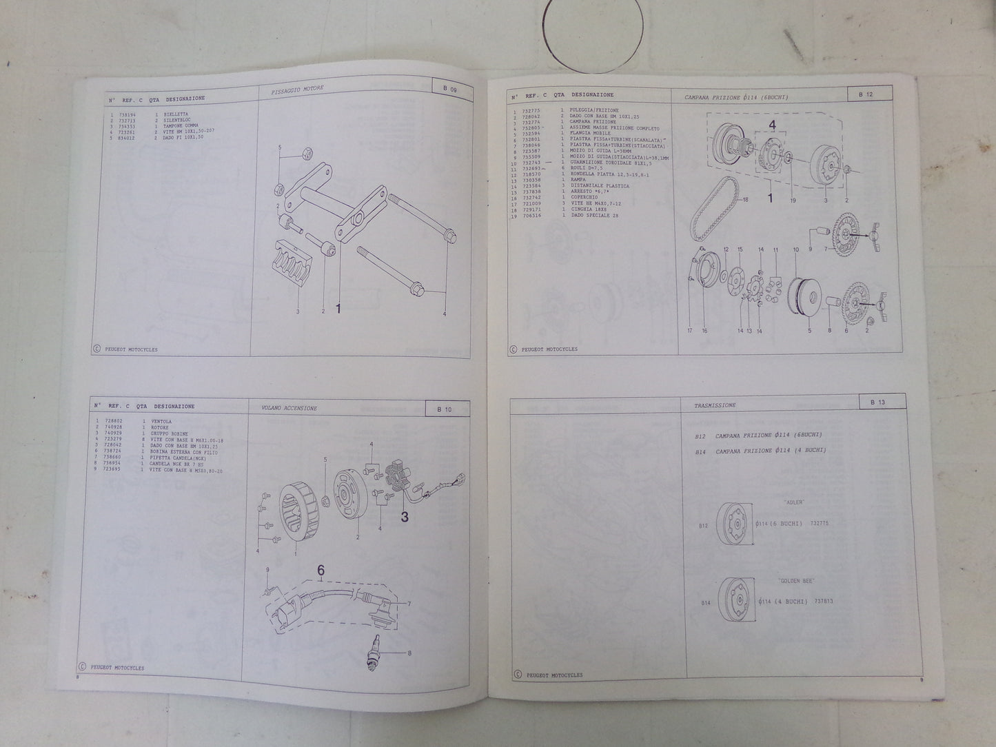 per scooter peugeot elyseo 50 1998 catalogo parti ricambio italiano