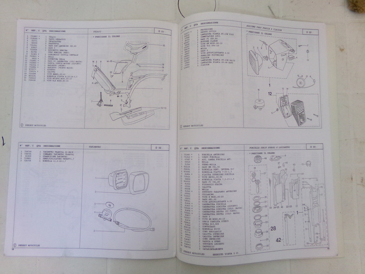 per moped mofa peugeot 103 mvlm vogsm 1997 catalogo parti ricambi italiano