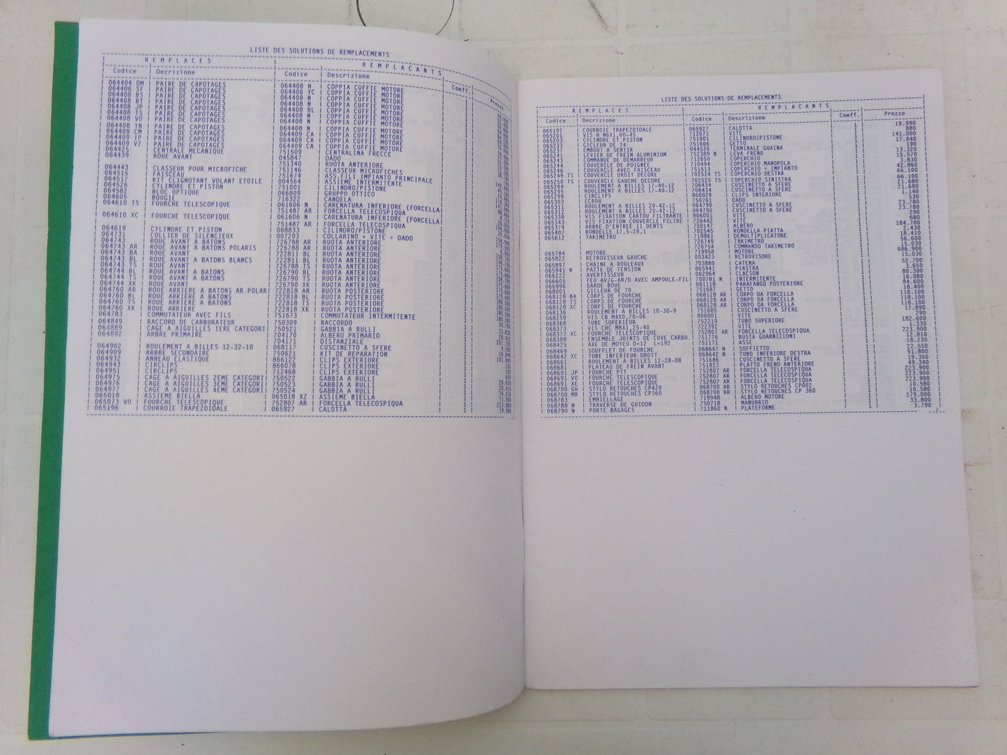 per scooter peugeot febbraio 1998  catalogo codici  parti ricambi francese italiano