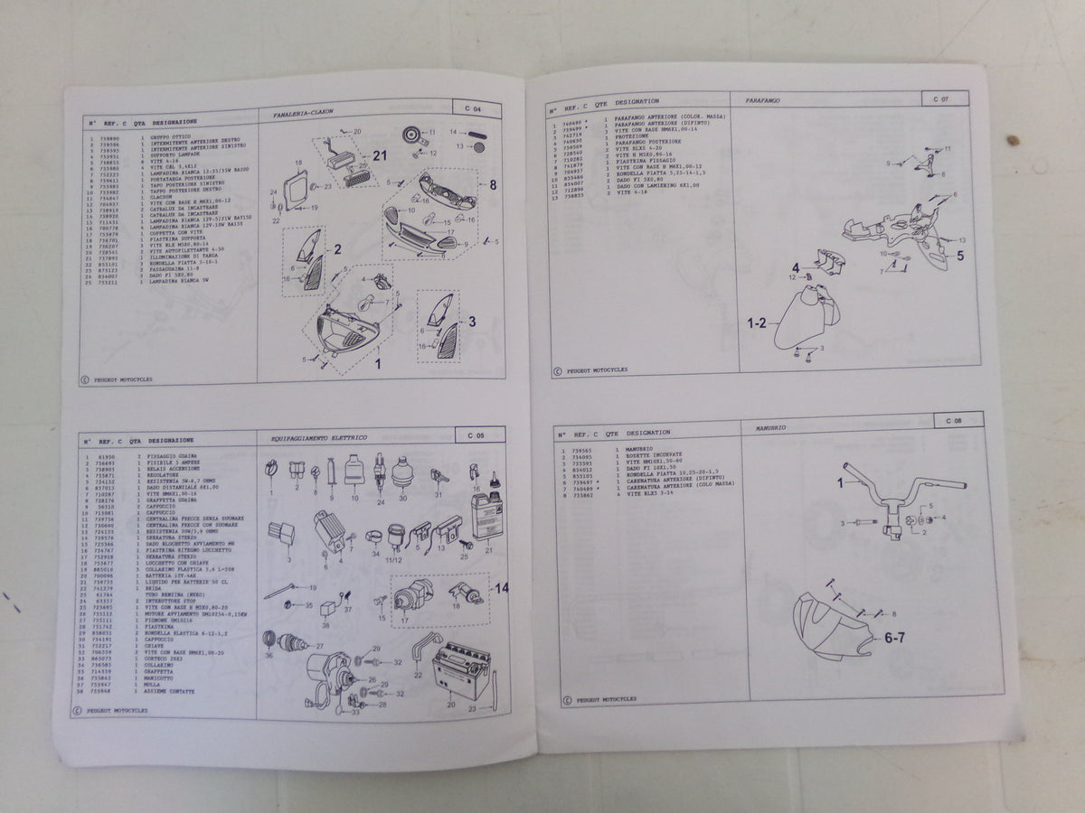 per scooter peugeot vivacity 50 c 01 2000 catalogo parti ricambi italiano