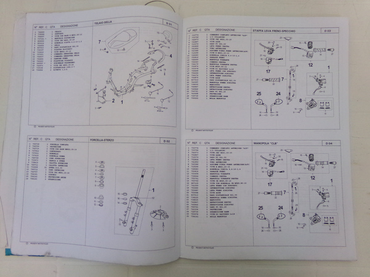 per scooter peugeot elyseo 125 150 eu janv 2001 catalogo parti ricambi italiano