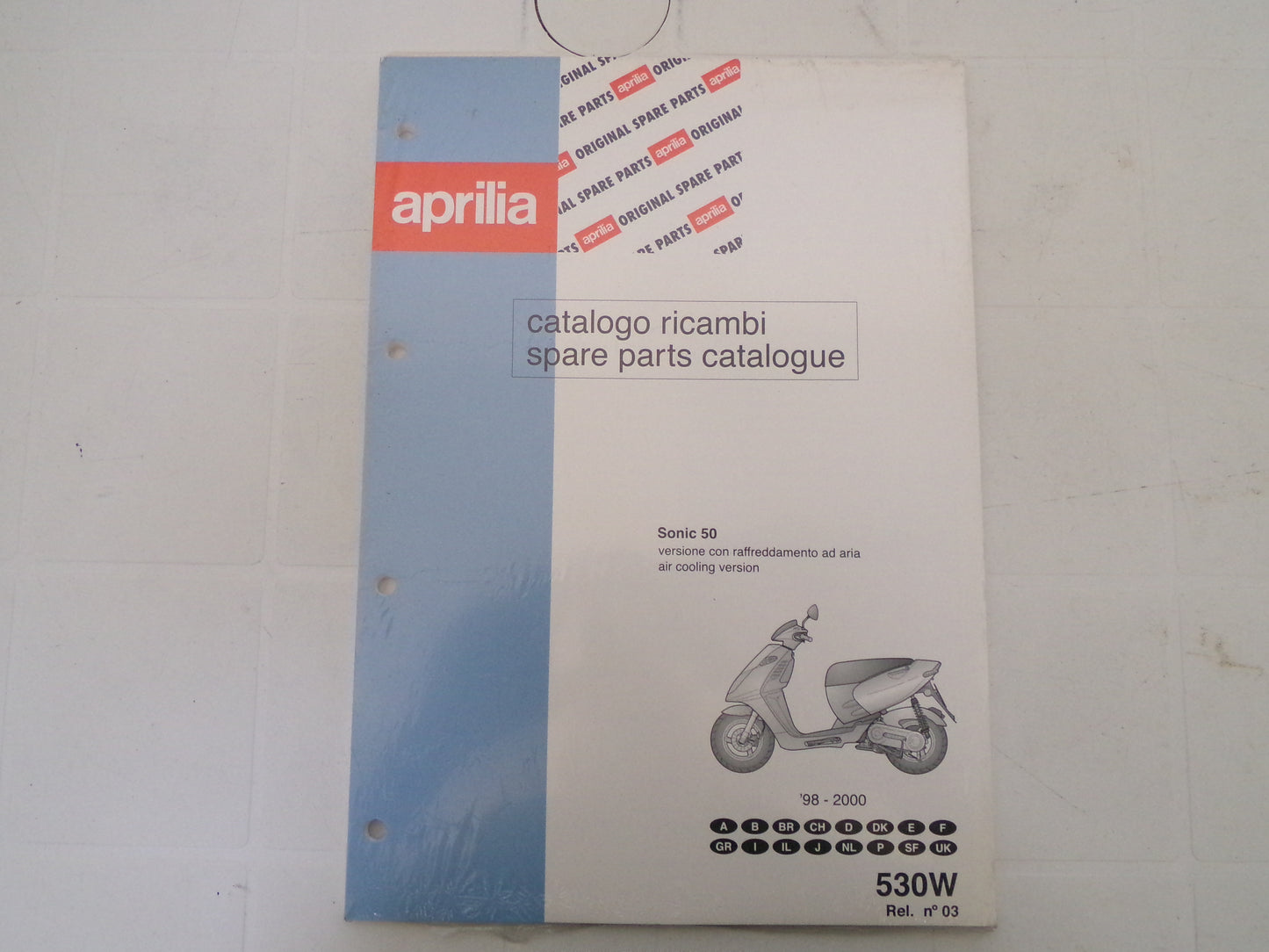 per scooter aprilia sonic aria 1998 2000 catalogo ricambi spare parts catalogue