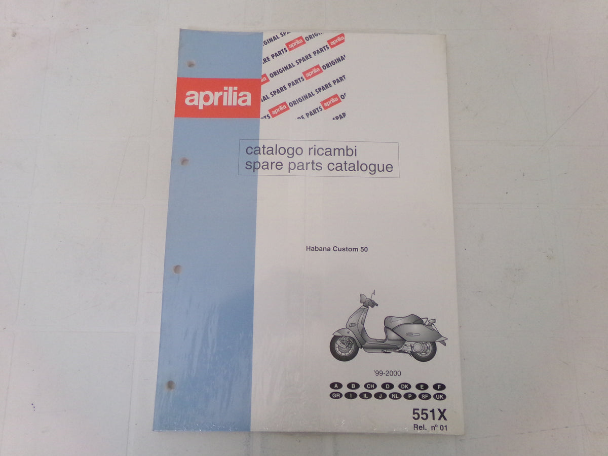 per scooter aprilia habana custom 50 1999 2000 catalogo ricambi spare parts catalogue