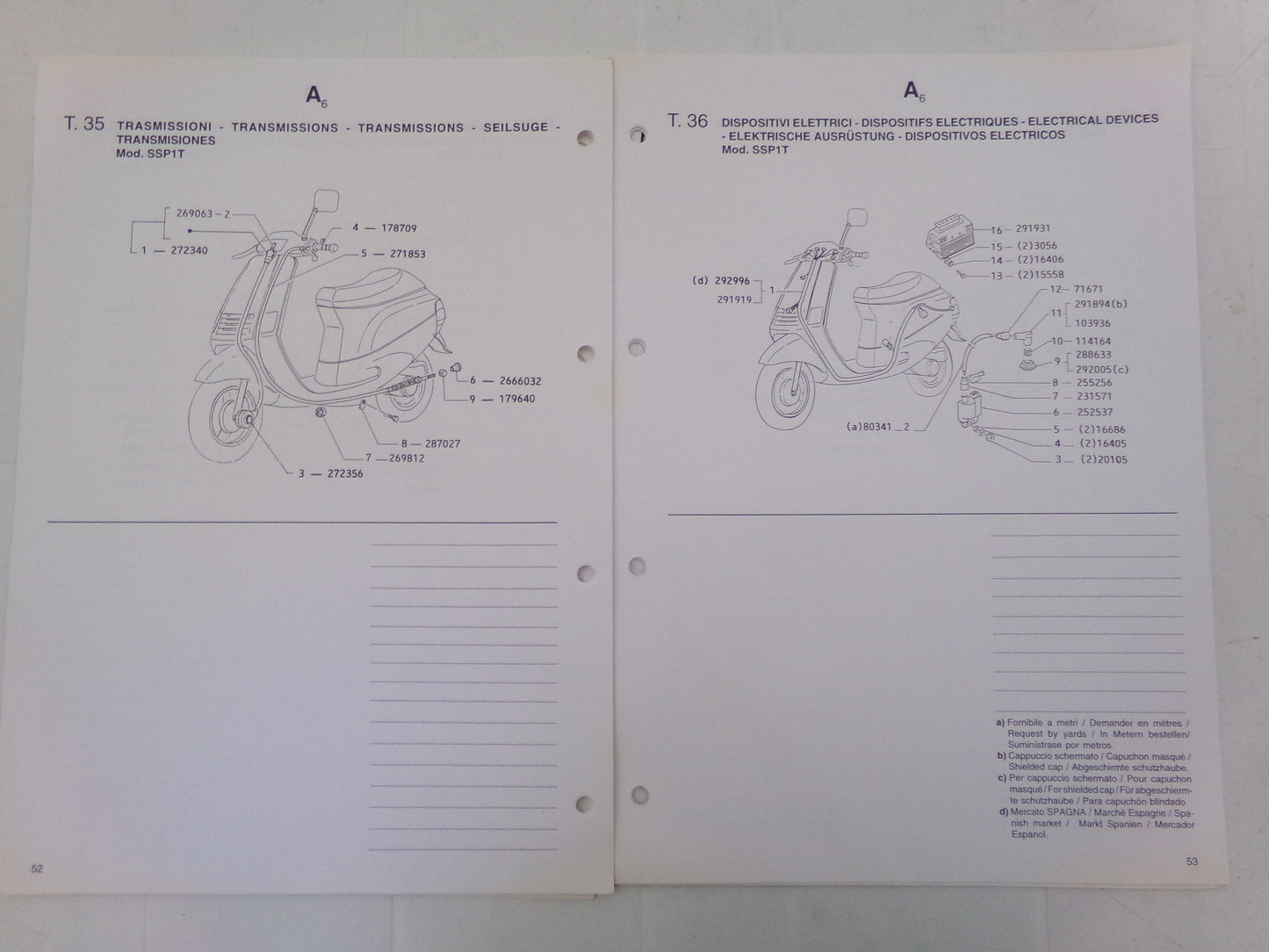 per scooter piaggio zip fast rider ssp1t 1001 catalogo ricambi spare parts catalogue