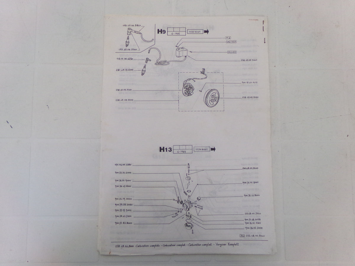 per moto fantic motor koala catalogo ricambi spare parts catologue 02 1988