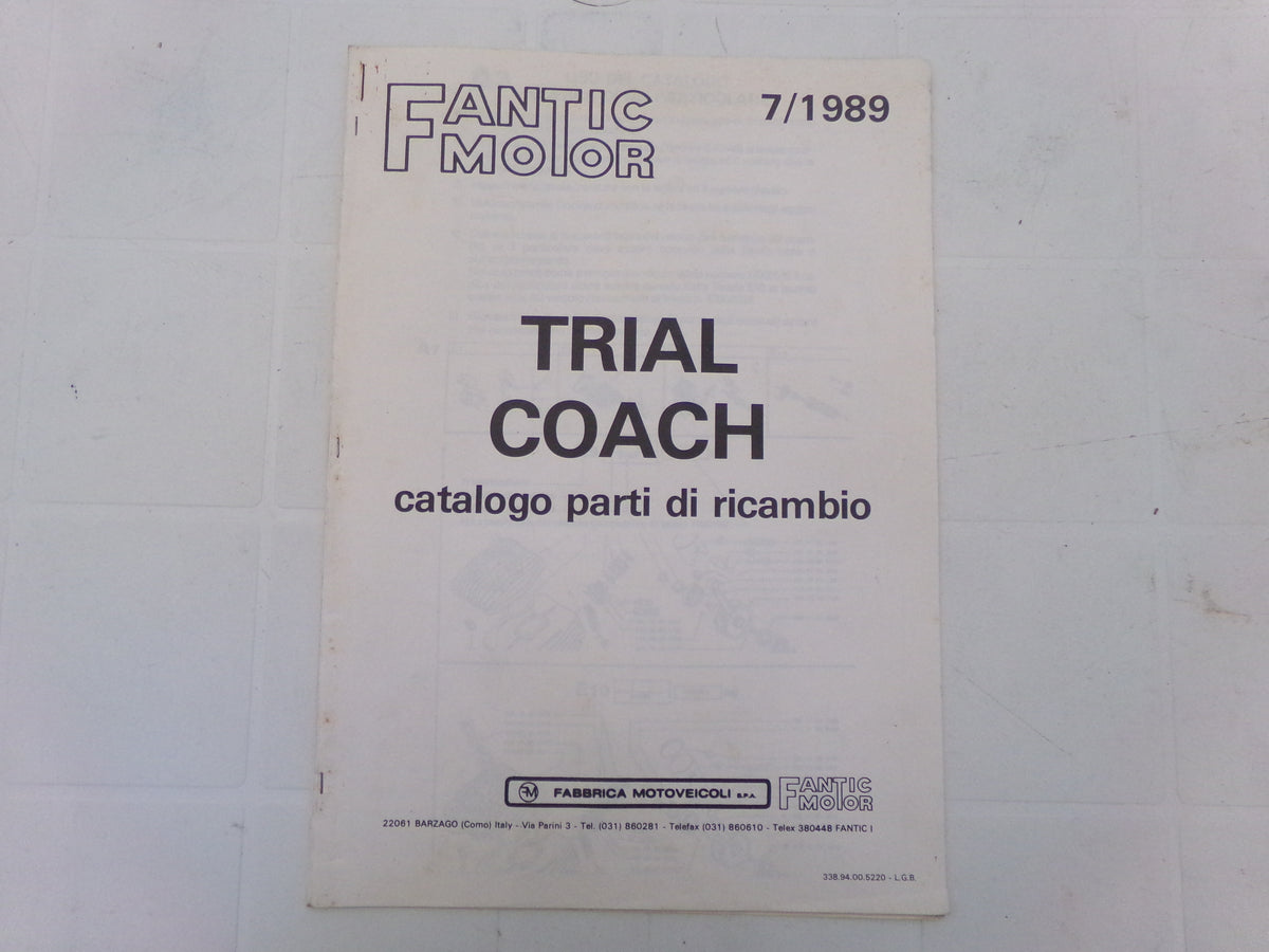 per moto fantic motor trial coach catalogo ricambi spare parts catologue 07 1989