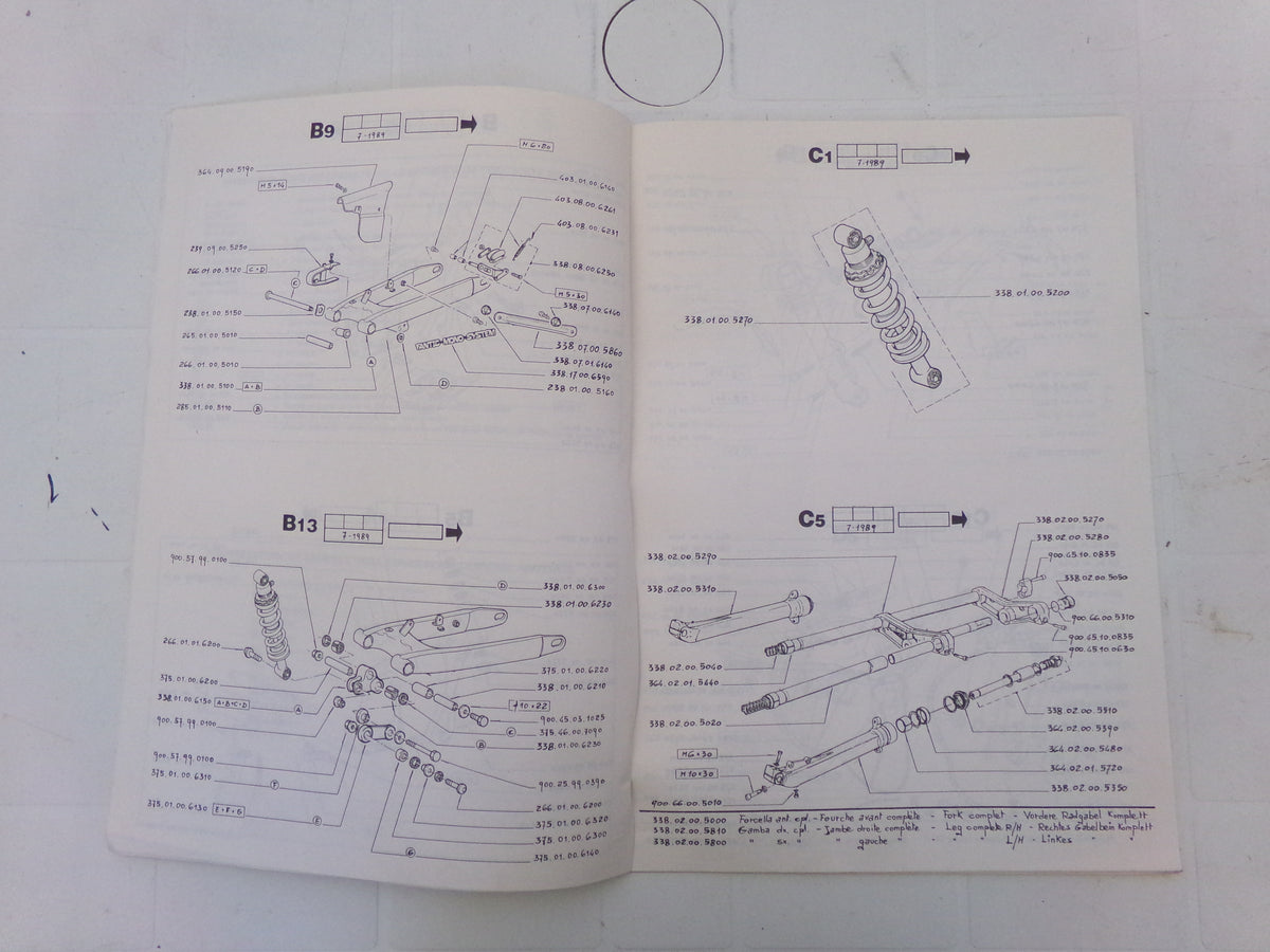 per moto fantic motor trial coach catalogo ricambi spare parts catologue 07 1989
