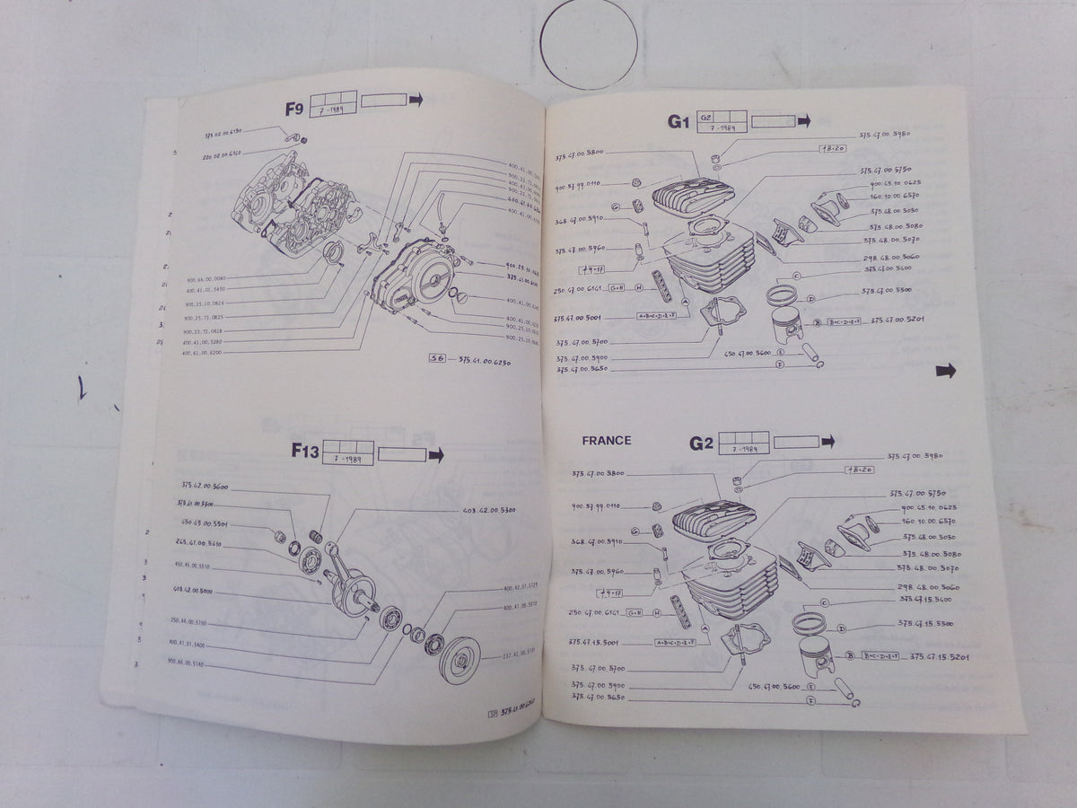 per moto fantic motor trial coach catalogo ricambi spare parts catologue 07 1989