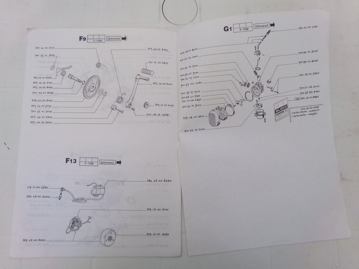 per moto fantic motor tender to catalogo ricambi spare parts catologue 05 1988