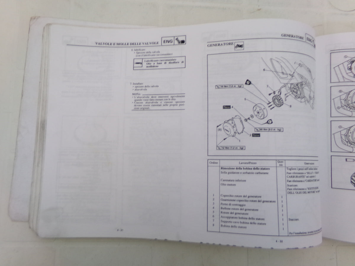 per yamaha yzf -r1 1998  manuale officina riparazione service manual lingua italiano