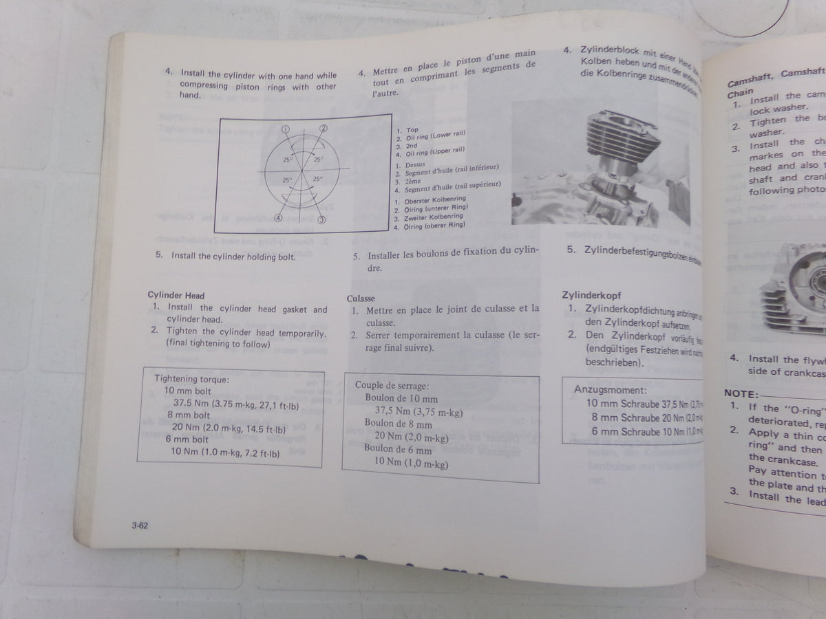 per moto yamaha se 250 se sr250se 1980 service manual manuel d atellier wartungsanleitung