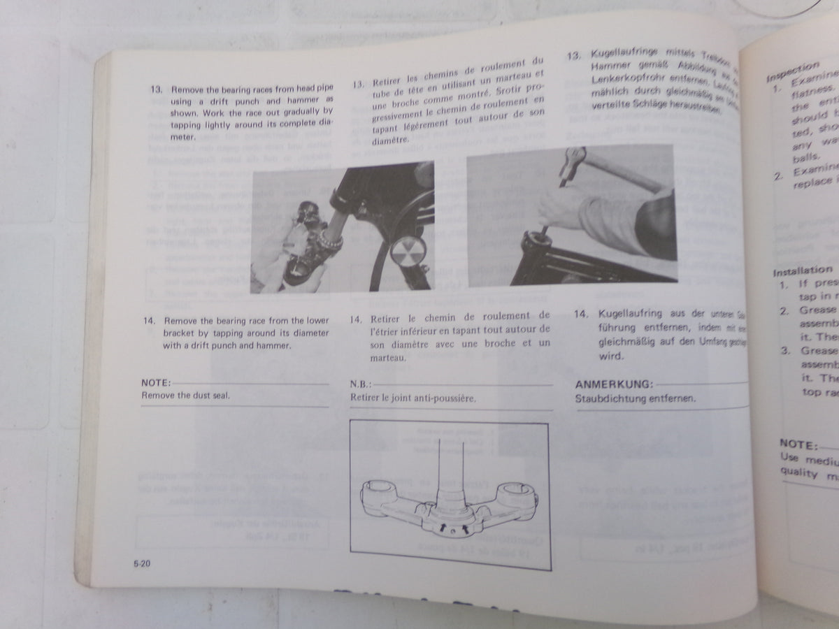 per moto yamaha se 250 se sr250se 1980 service manual manuel d atellier wartungsanleitung