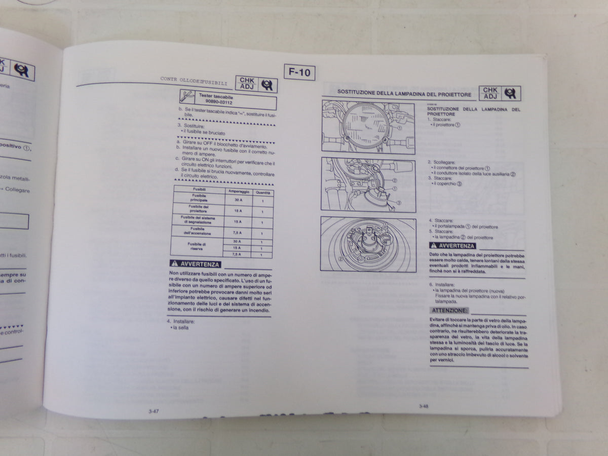per moto yamaha xjr 1300 l 1999 manuale officina assistenza italiano 	 5EA-28197-HO-0L
