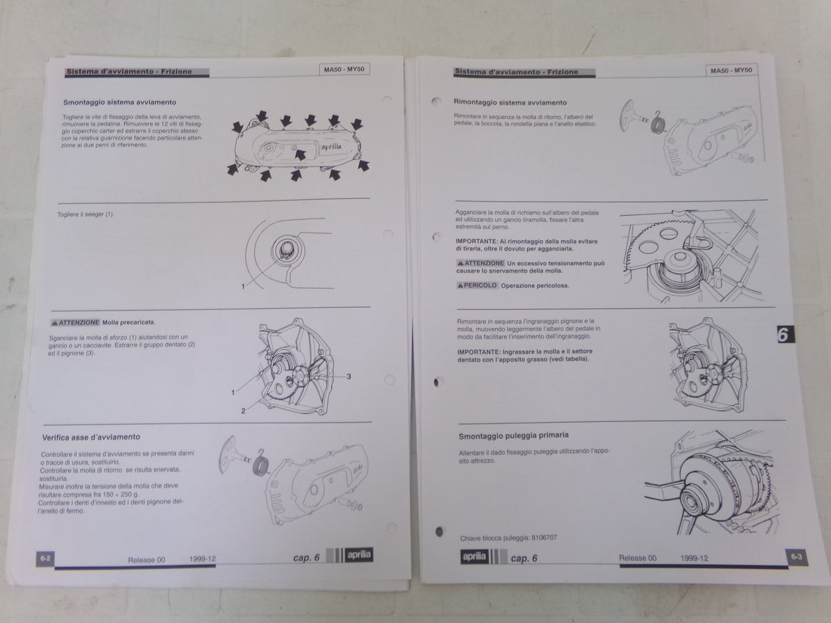 per scooter aprilia minarelli orizzontale 50 ma my 50 manuale officina italiano