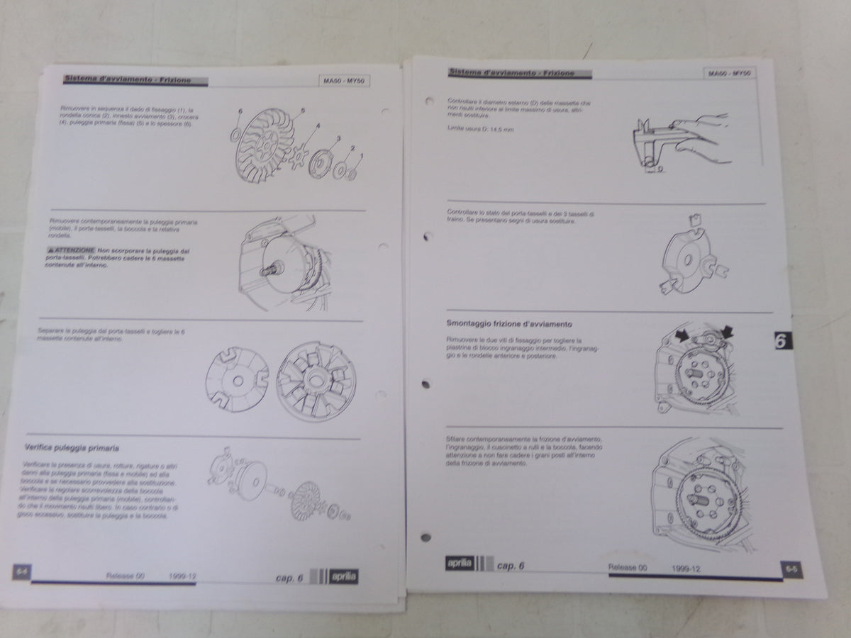 per scooter aprilia minarelli orizzontale 50 ma my 50 manuale officina italiano