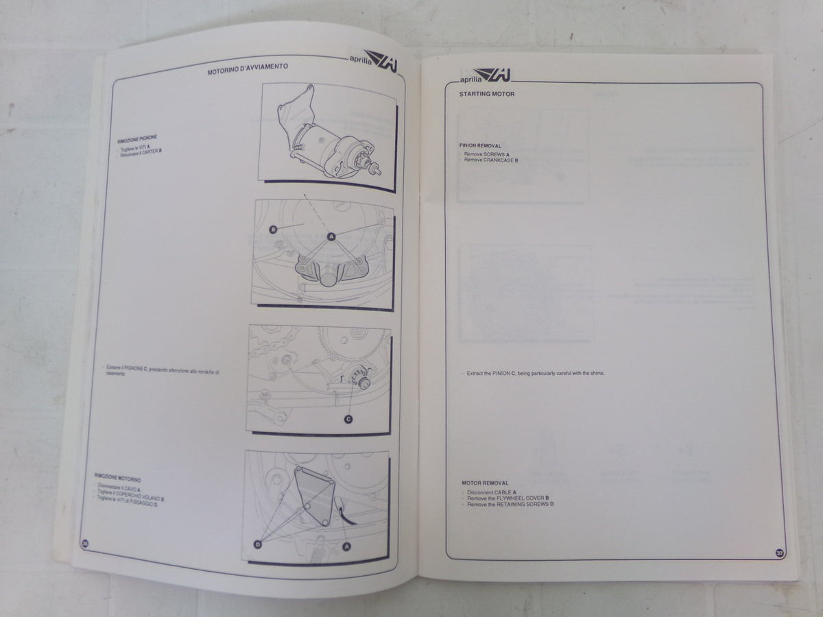 per moto aprilia af1 125 1986 1987 manuale officina workshop manual repair book