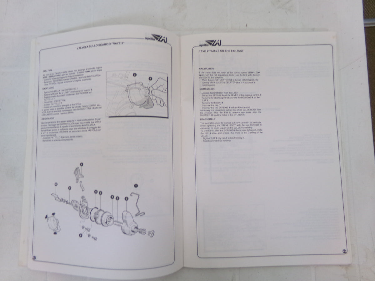 per moto aprilia af1 125 1986 1987 manuale officina workshop manual repair book