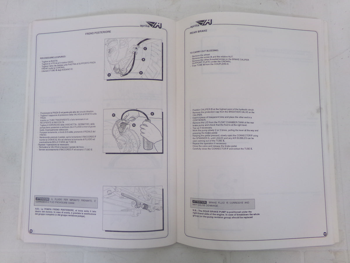per moto aprilia af1 125 1986 1987 manuale officina workshop manual repair book