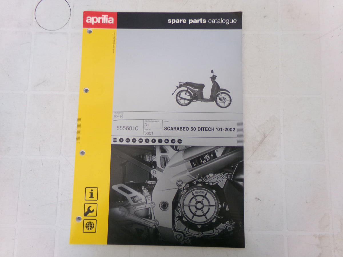 per scooter aprilia scarabeo 50 ditech 2001 2002 catalogo ricambi spare parts catalogue 8856010