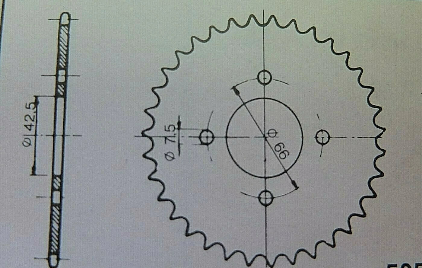 per ciclomotore 50 motorino corona trasmissione catena  z26 505 sprocket rear 4 fori passo 415 moped