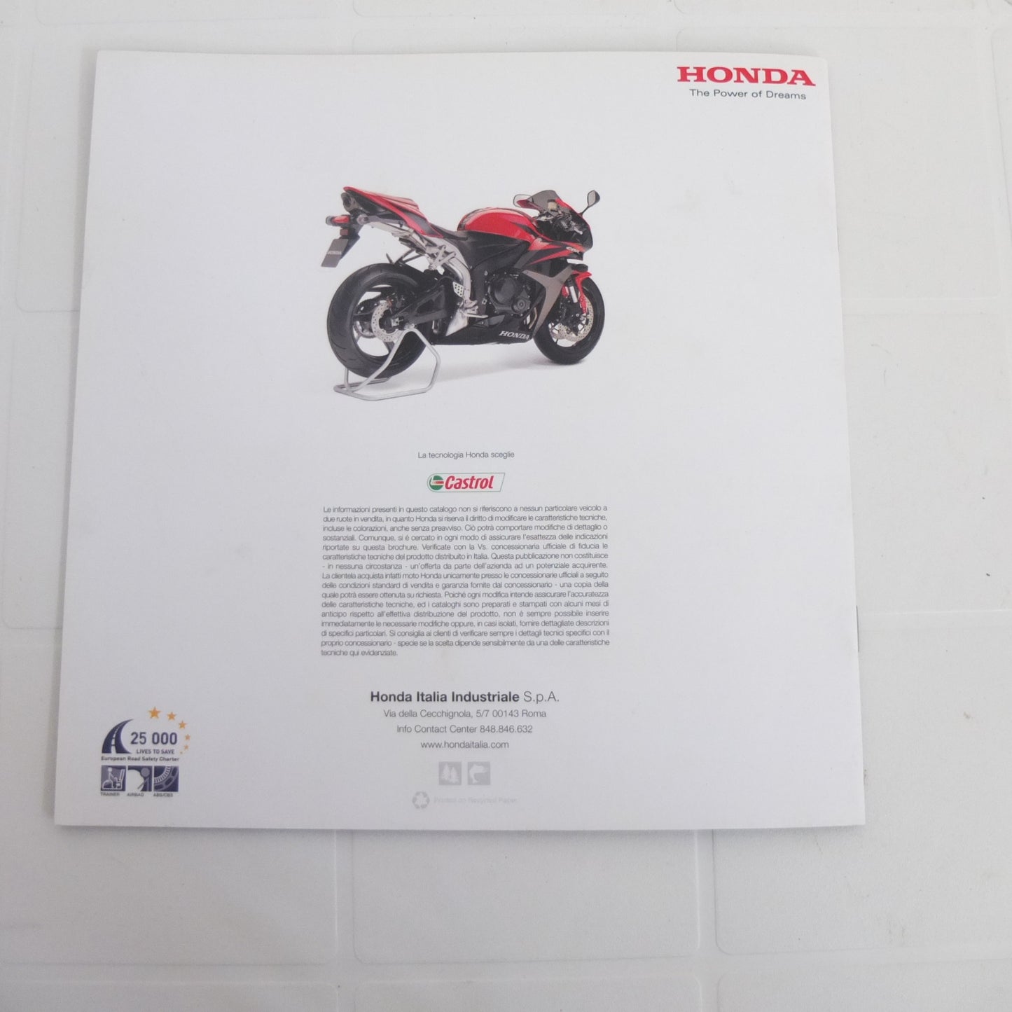 Honda cbr 600 rr  2007 depliant moto pubblicita catalogo informazioni italiano