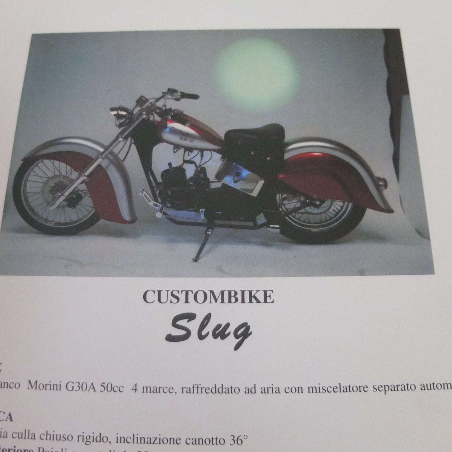 custom custombike 50 slug tipo indian chief moto opuscolo catalogo brochure depliant pubblicità