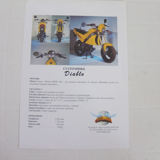 custombike 50 Diablo moto scooter opuscolo catalogo brochure depliant pubblicità