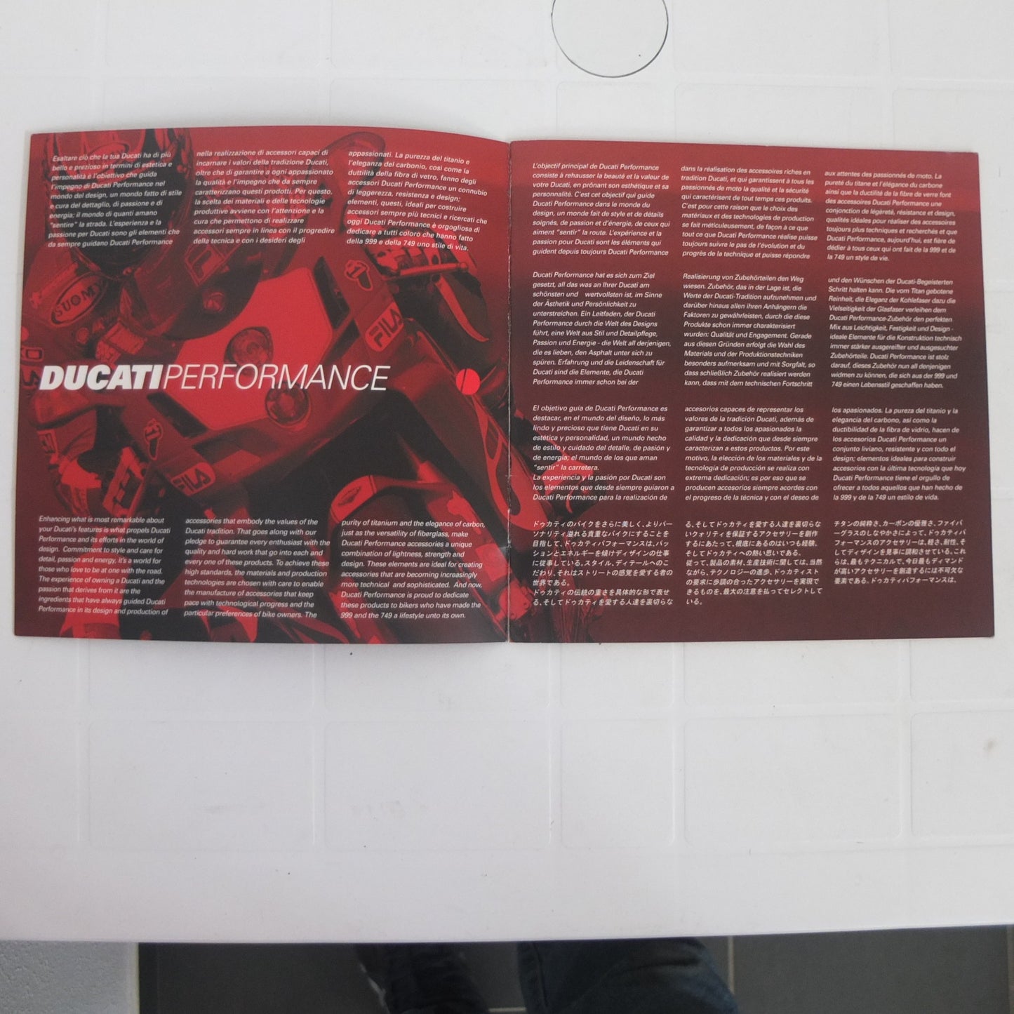 Ducati 999 749 design accessori parti speciali moto opuscolo catalogo brochure depliant pubblicità