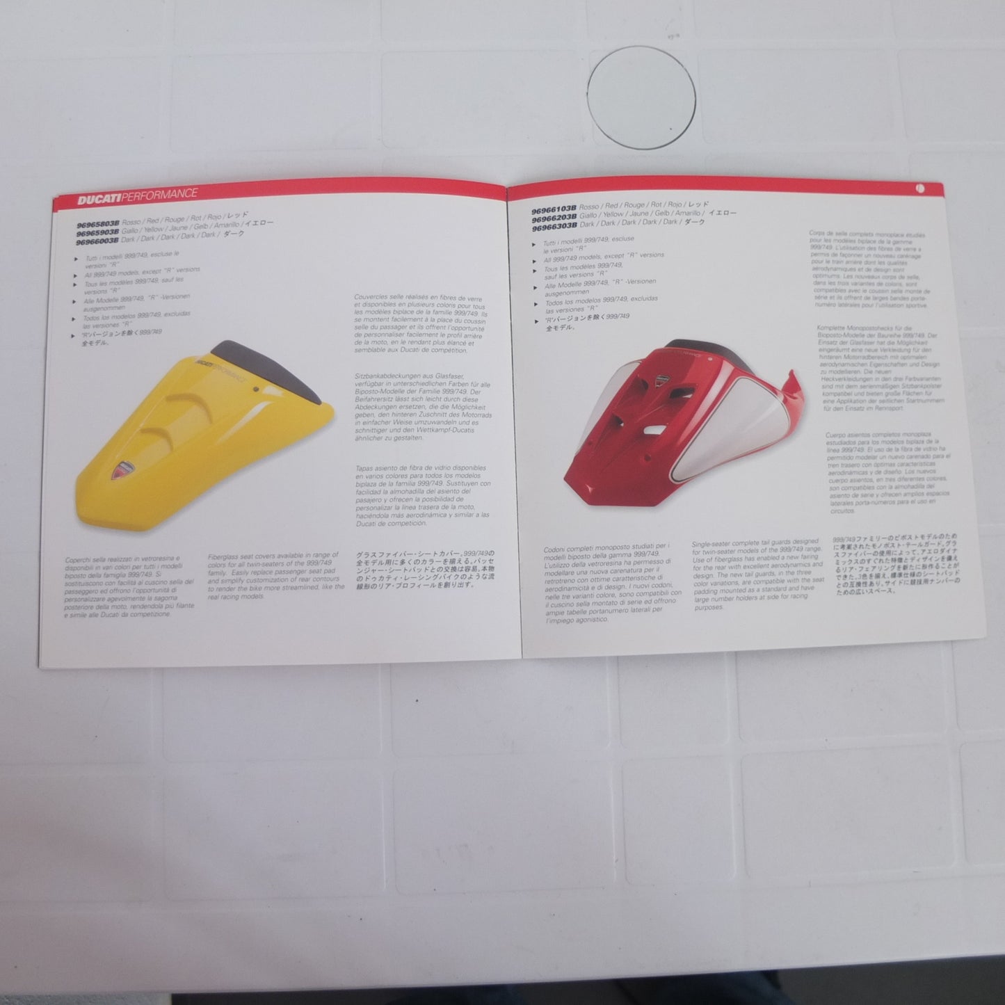 Ducati 999 749 design accessori parti speciali moto opuscolo catalogo brochure depliant pubblicità