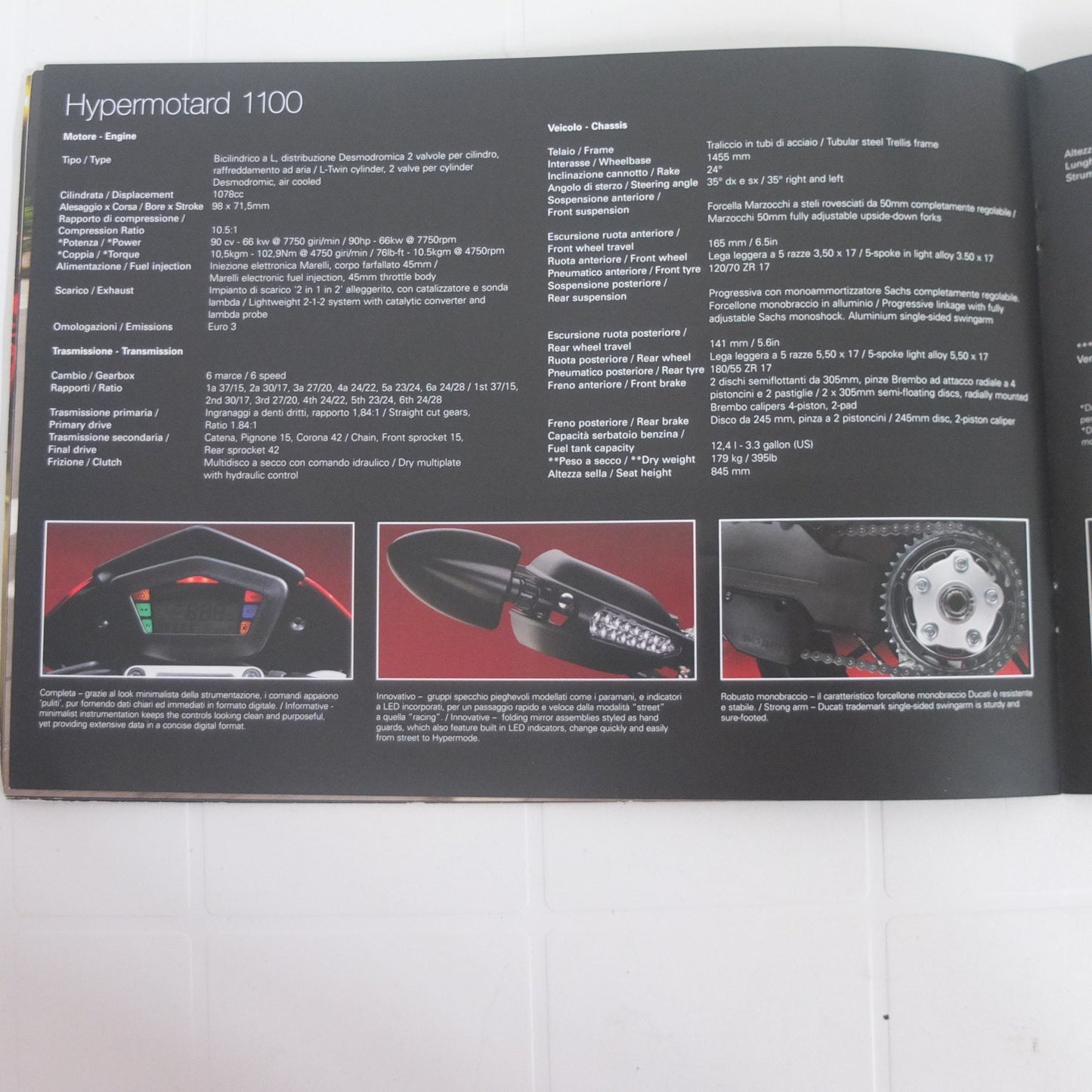 Per Ducati 1100 Hypermotard 2009  gamma moto opuscolo catalogo brochure depliant pubblicità