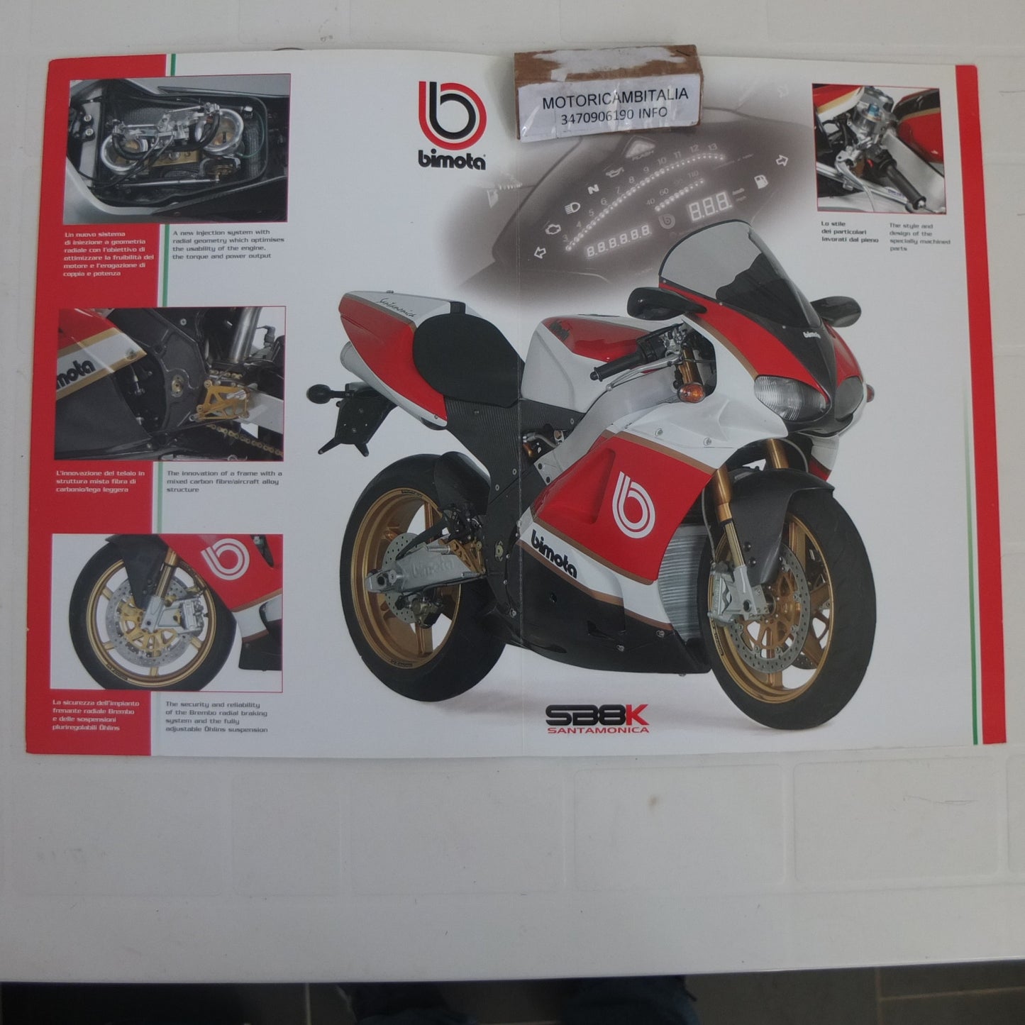 Per Bimota sbk sb8 K santamonica 1000 moto opuscolo catalogo brochure depliant pubblicitaicità