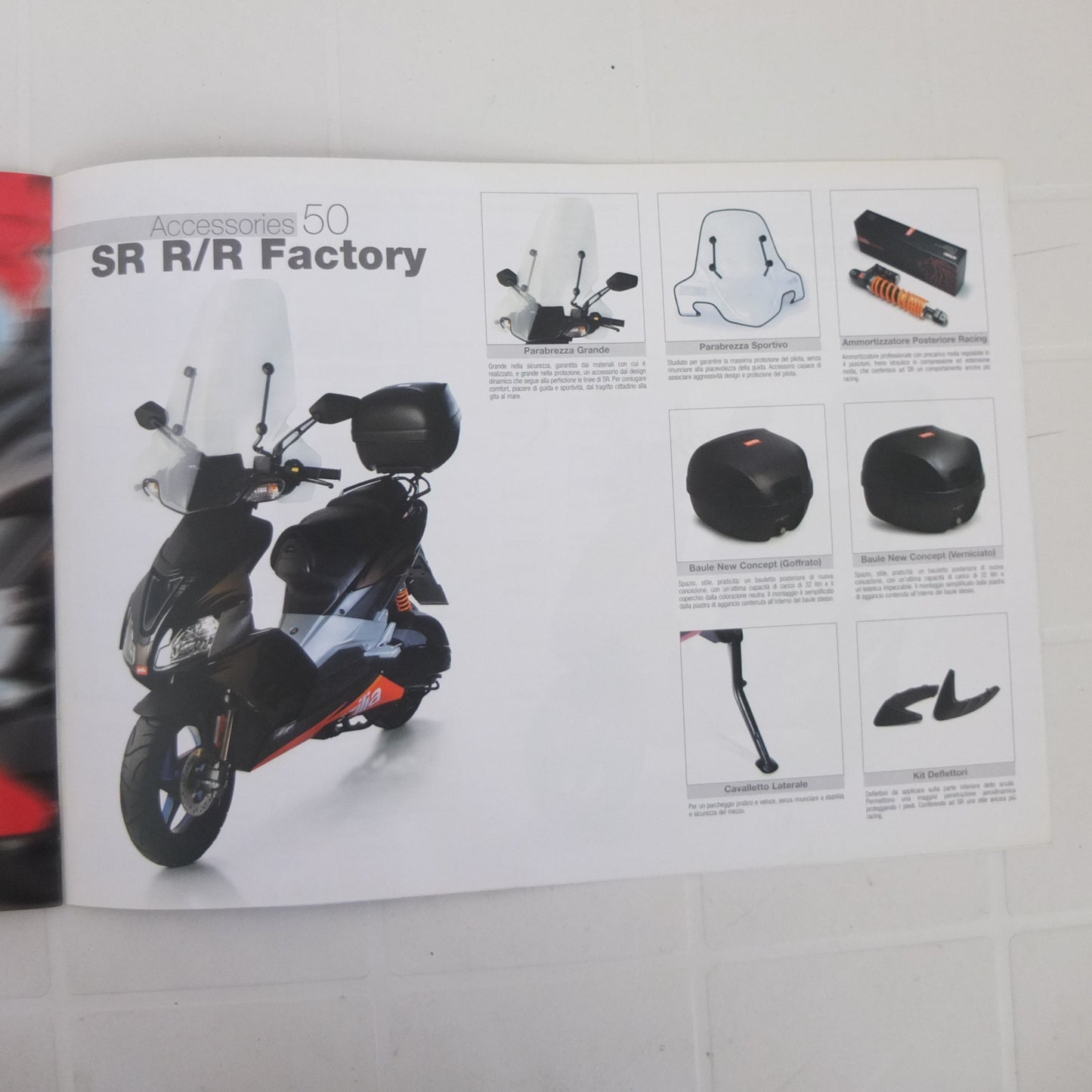 per aprilia scarabeo 50 100 125 250 500 leonardo atlantic sr50 catalogo accessori depliant