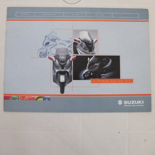 Suzuki Burgman an 650 scooter 2001 2002 opuscolo catalogo brochure depliant pubblicità