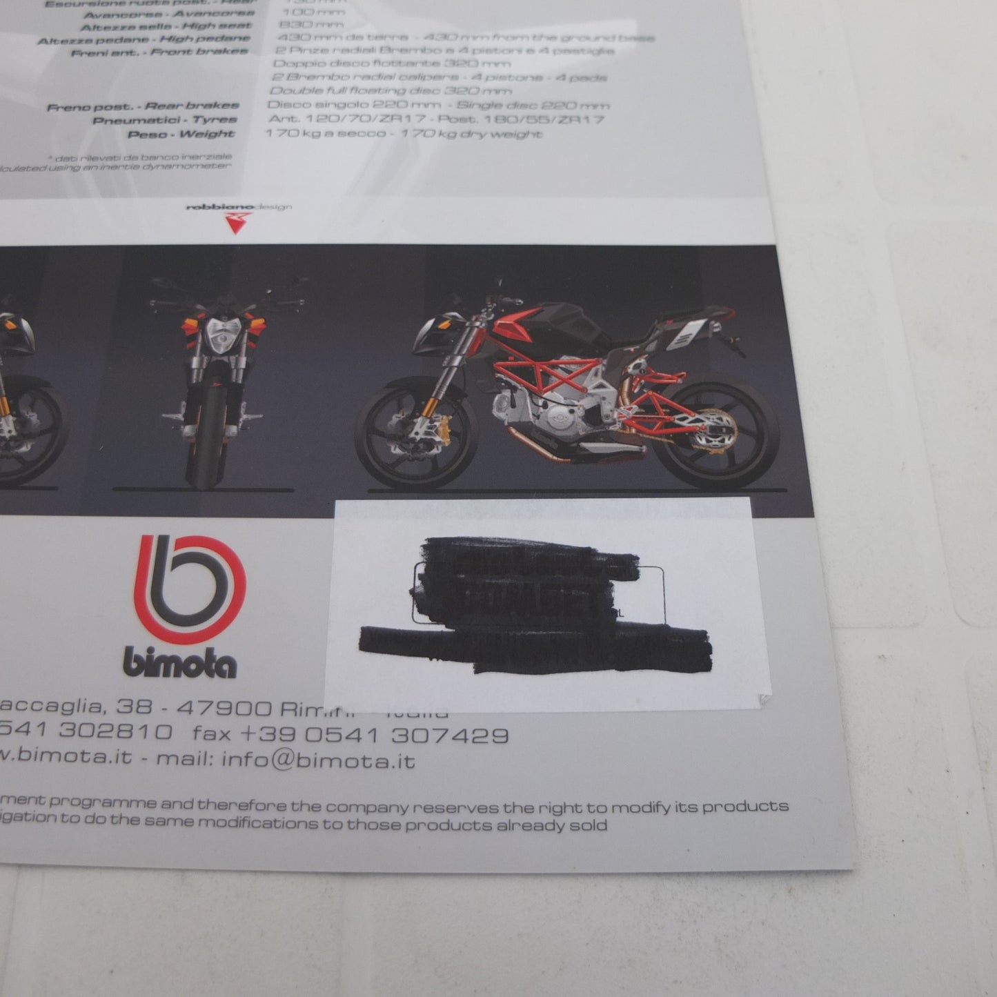 per bimota delirio moto opuscolo catalogo brochure depliant pubblicita