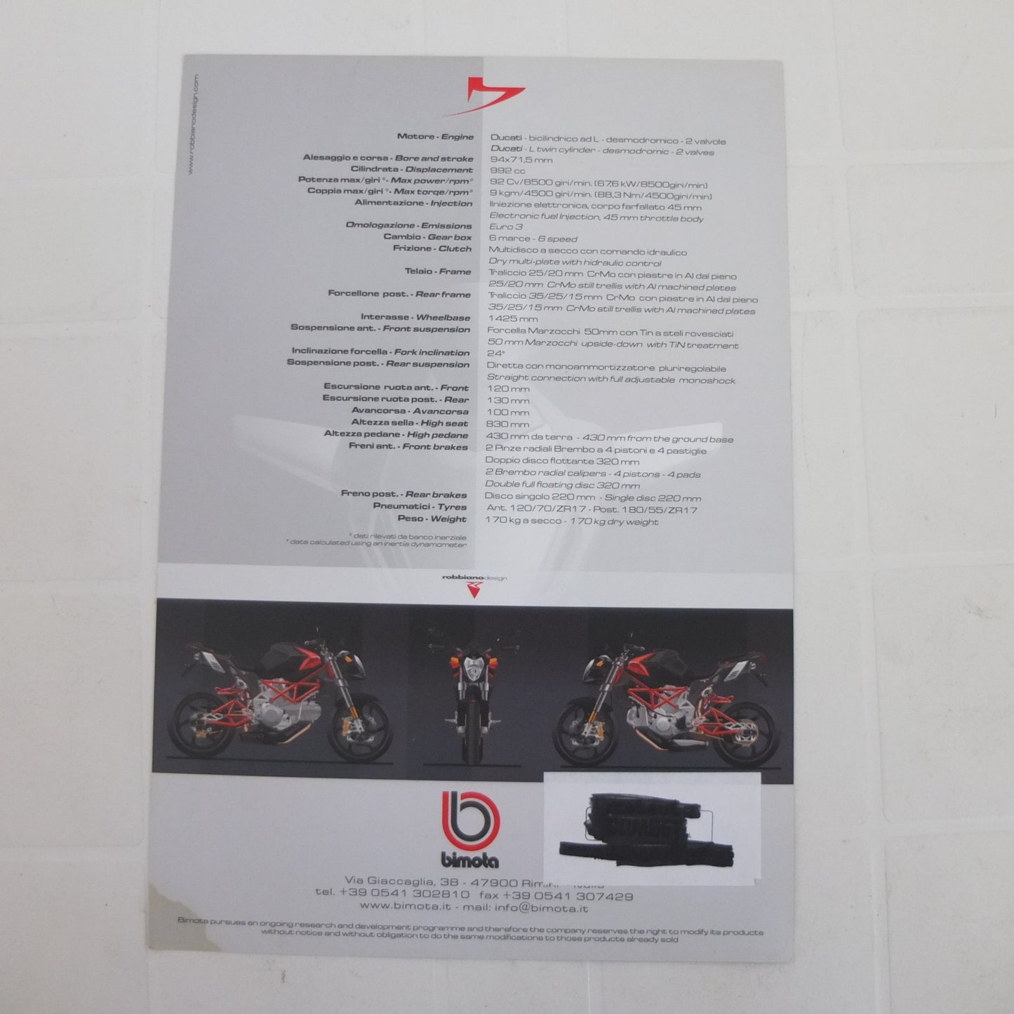 per bimota delirio moto opuscolo catalogo brochure depliant pubblicita