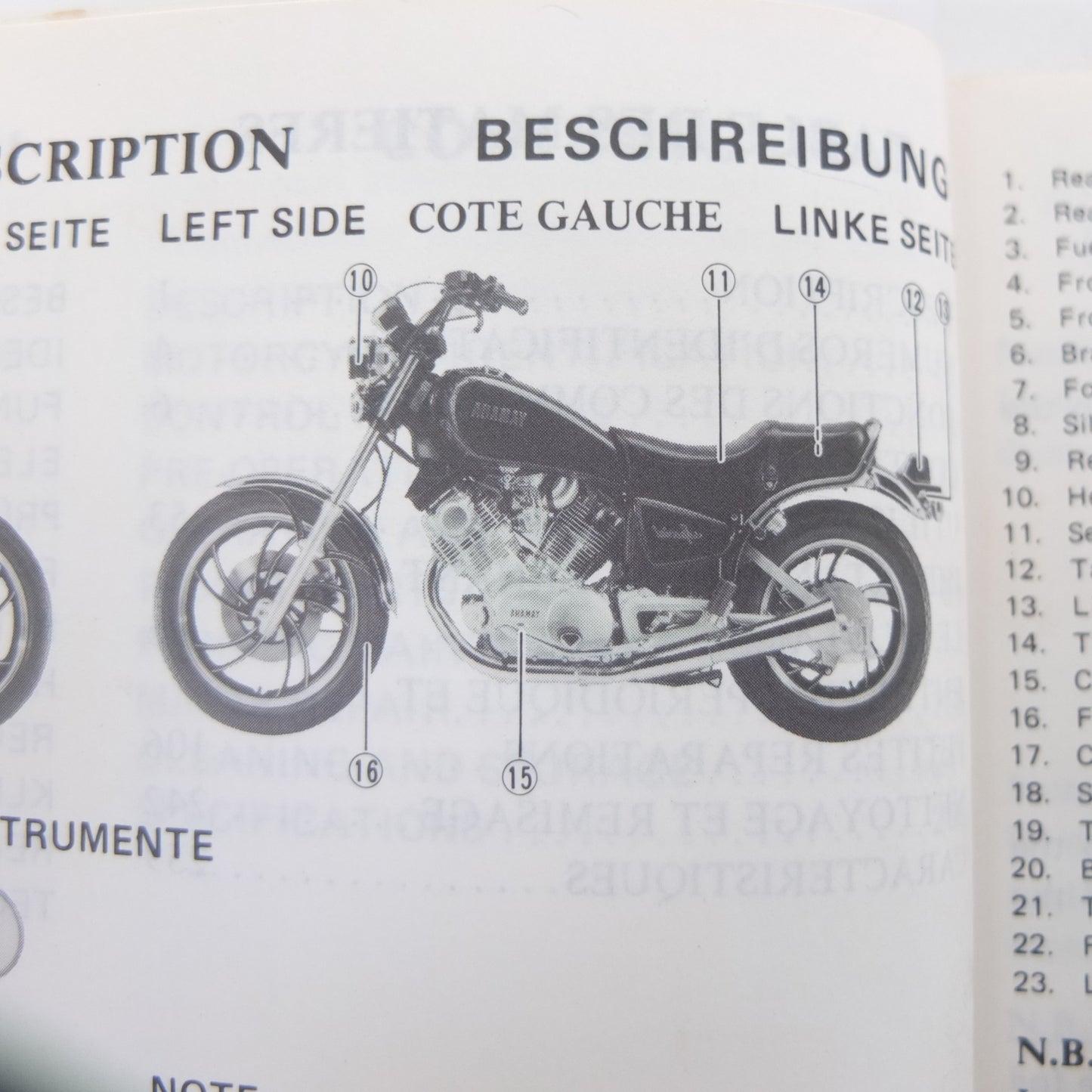 Yamaha xv 750 se 5g5 owners manual manuel du proprietarie Betriebsanleitung uso manutenzione