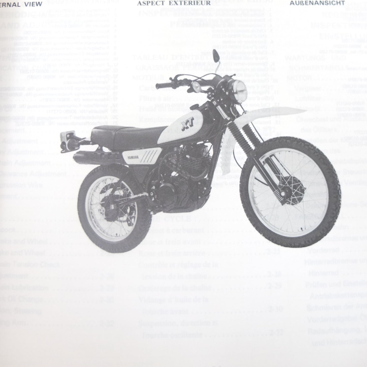 per yamaha xt250 G 1980 manuale officina workshop service manual manuel d atelier wartungsanleitung